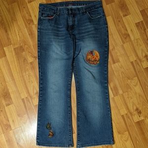 Hula jeans with Dragon Embroidery
